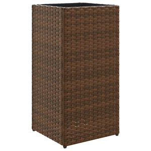 vidaXL Garden Planters 2 pcs Brown 30x30x60 cm Poly Rattan