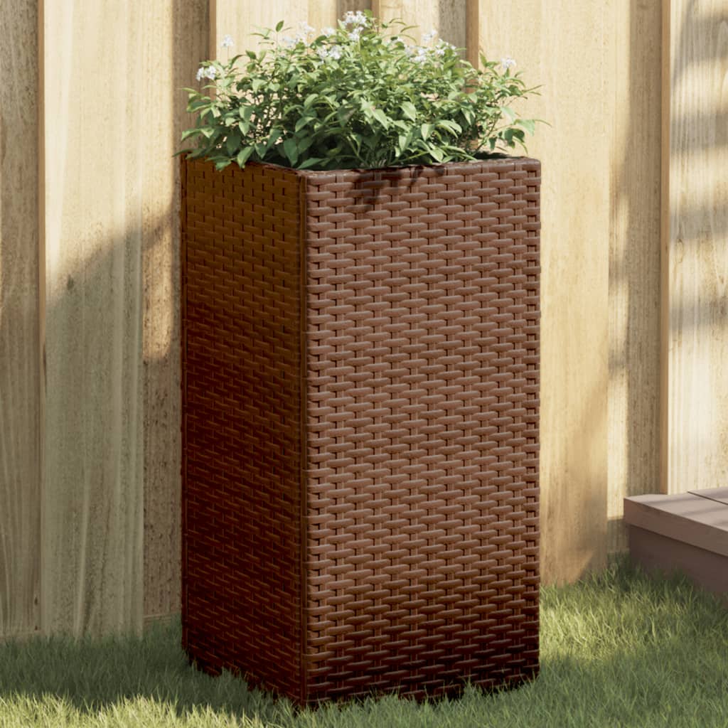 vidaXL Garden Planters 2 pcs Brown 30x30x60 cm Poly Rattan