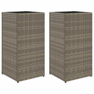 vidaXL Garden Planters 2 pcs Grey 30x30x60 cm Poly Rattan