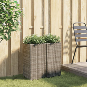 vidaXL Garden Planters 2 pcs Grey 30x30x60 cm Poly Rattan