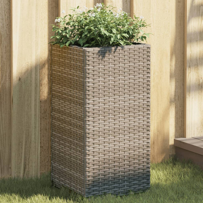 vidaXL Garden Planters 2 pcs Grey 30x30x60 cm Poly Rattan