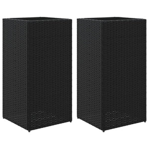 vidaXL Garden Planters 2 pcs Black 40x40x80 cm Poly Rattan