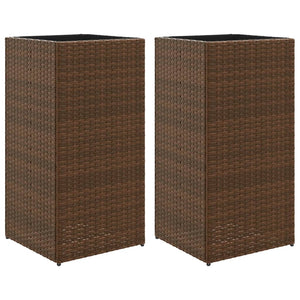 vidaXL Garden Planters 2 pcs Brown 40x40x80 cm Poly Rattan