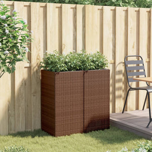 vidaXL Garden Planters 2 pcs Brown 40x40x80 cm Poly Rattan