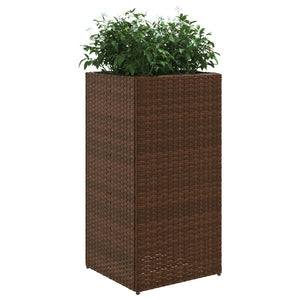 vidaXL Garden Planters 2 pcs Brown 40x40x80 cm Poly Rattan