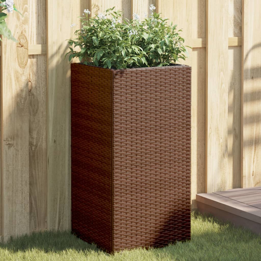 vidaXL Garden Planters 2 pcs Brown 40x40x80 cm Poly Rattan