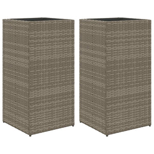 vidaXL Garden Planters 2 pcs Grey 40x40x80 cm Poly Rattan