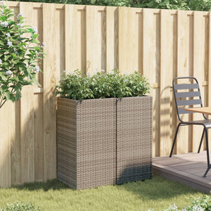 vidaXL Garden Planters 2 pcs Grey 40x40x80 cm Poly Rattan