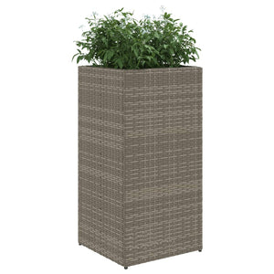 vidaXL Garden Planters 2 pcs Grey 40x40x80 cm Poly Rattan