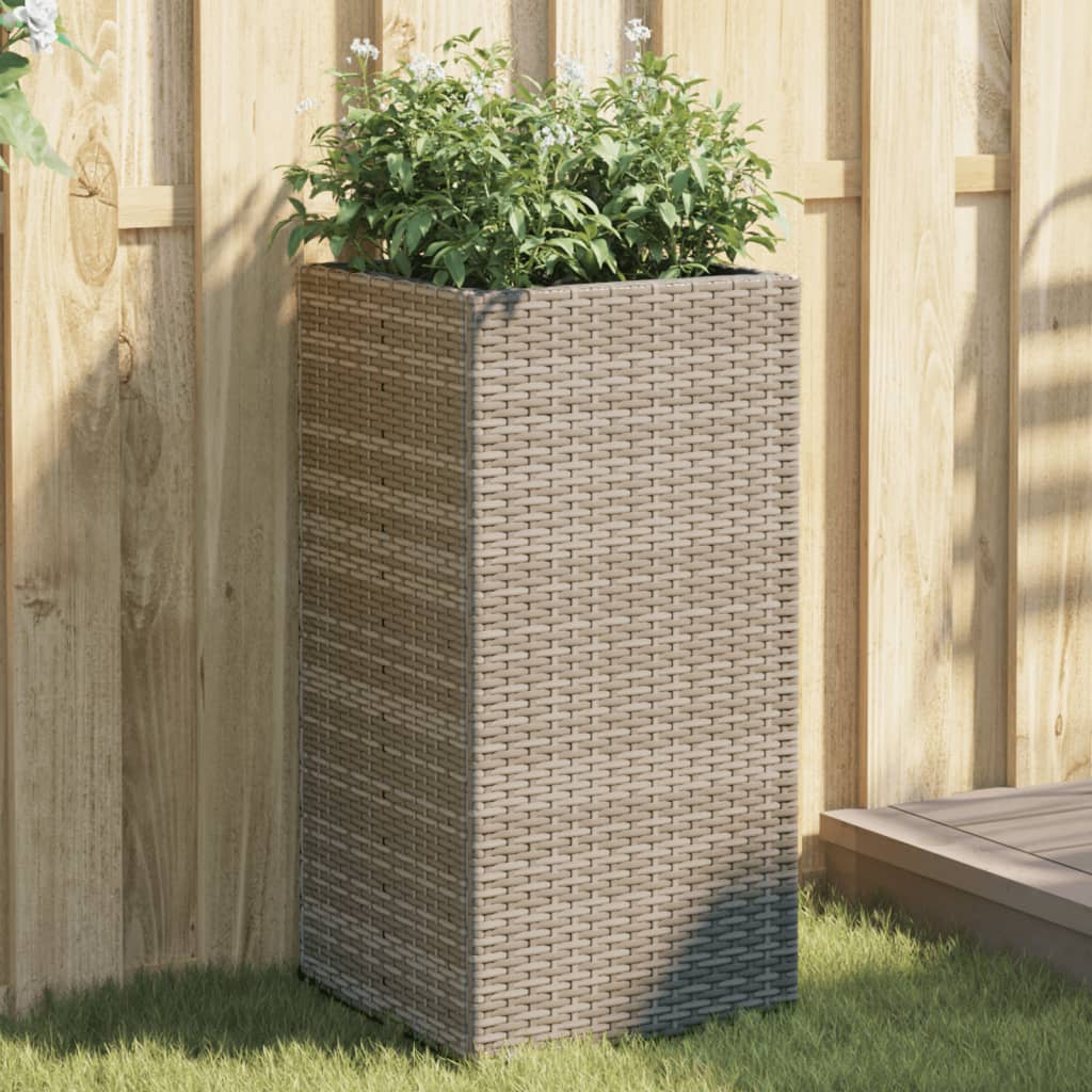 vidaXL Garden Planters 2 pcs Grey 40x40x80 cm Poly Rattan