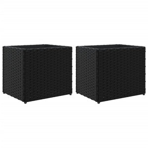 vidaXL Garden Planters 2 pcs Black 36x30x32 cm Poly Rattan