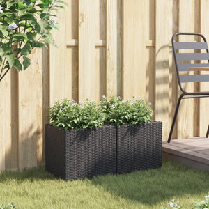 vidaXL Garden Planters 2 pcs Black 36x30x32 cm Poly Rattan