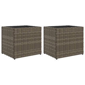 vidaXL Garden Planters 2 pcs Grey 36x30x32 cm Poly Rattan