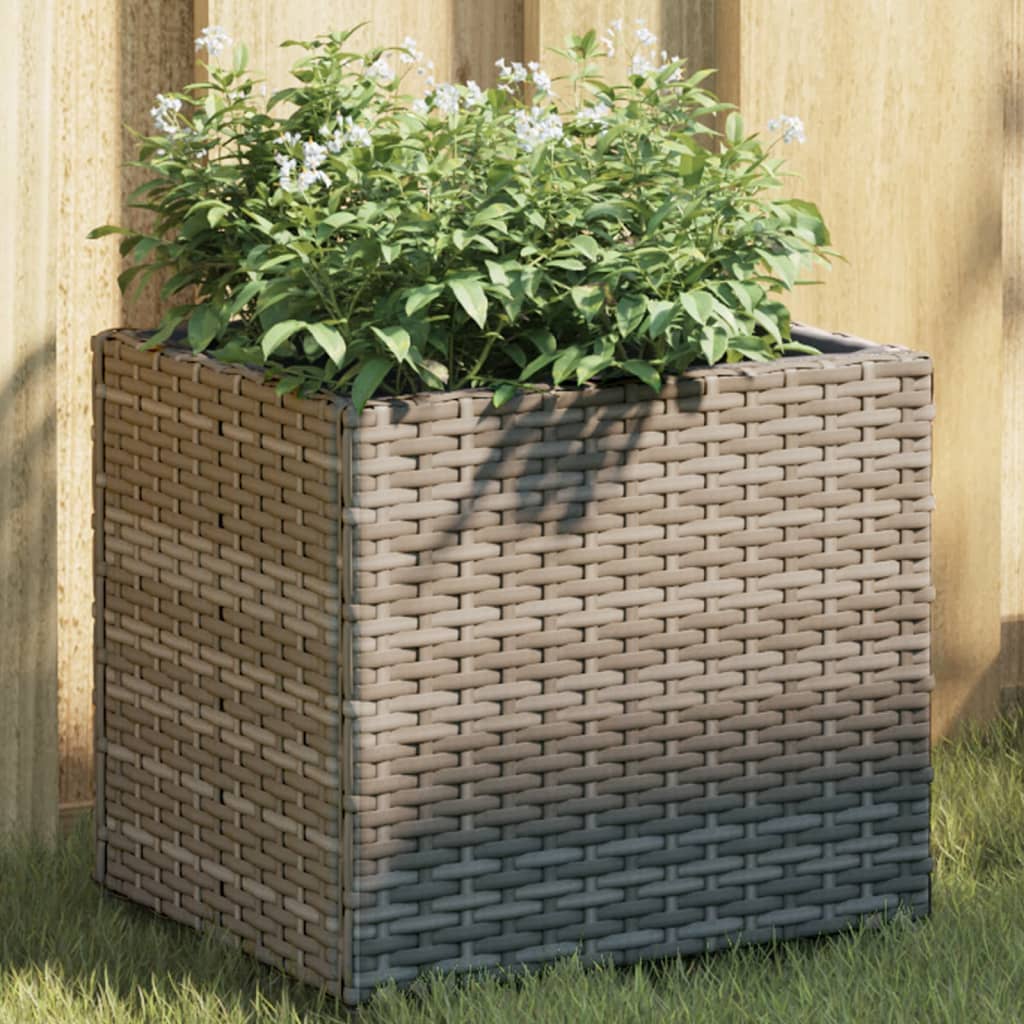 vidaXL Garden Planters 2 pcs Grey 36x30x32 cm Poly Rattan