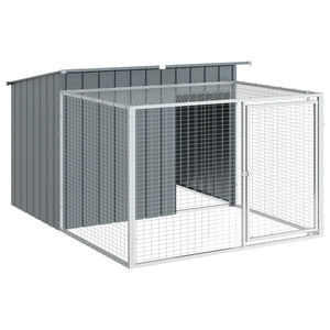 vidaXL Dog House with Run Anthracite 153x194x110 cm Galvanised Steel