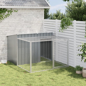 vidaXL Dog House with Run Anthracite 153x194x110 cm Galvanised Steel