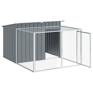 vidaXL Dog House with Run Anthracite 153x194x110 cm Galvanised Steel