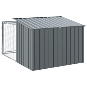 vidaXL Dog House with Run Anthracite 153x194x110 cm Galvanised Steel