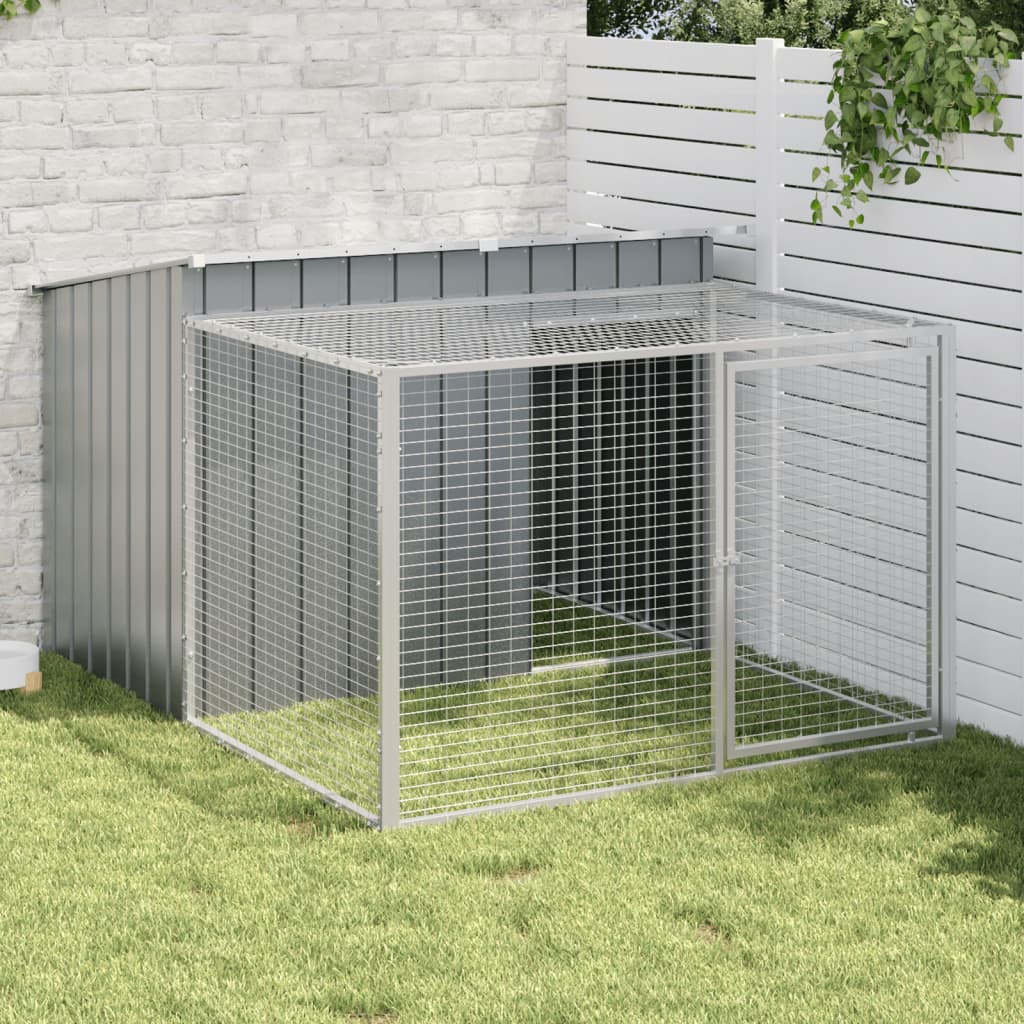 vidaXL Dog House with Run Anthracite 153x194x110 cm Galvanised Steel