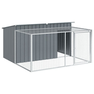 vidaXL Dog House with Run Anthracite 197x194x110 cm Galvanised Steel