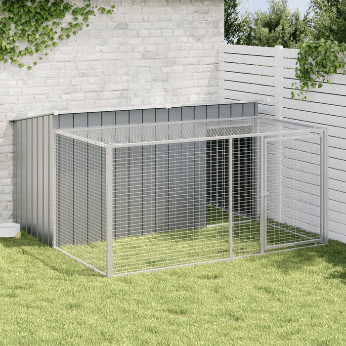 vidaXL Dog House with Run Anthracite 197x194x110 cm Galvanised Steel