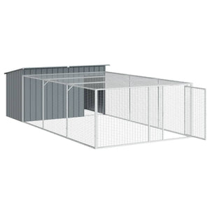 vidaXL Dog House with Run Anthracite 197x396x110 cm Galvanised Steel