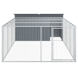 vidaXL Dog House with Run Anthracite 197x396x110 cm Galvanised Steel