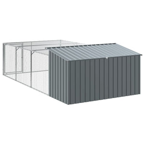 vidaXL Dog House with Run Anthracite 197x396x110 cm Galvanised Steel