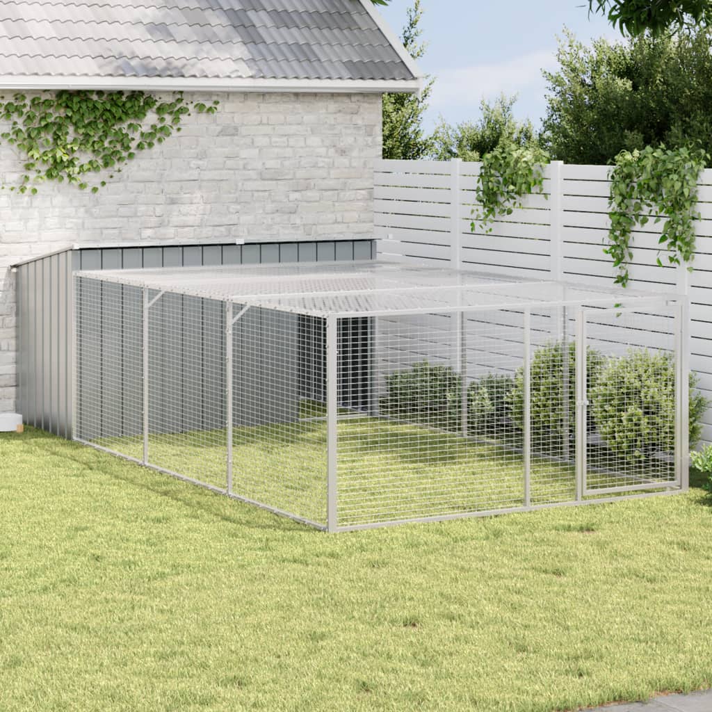 vidaXL Dog House with Run Anthracite 197x396x110 cm Galvanised Steel