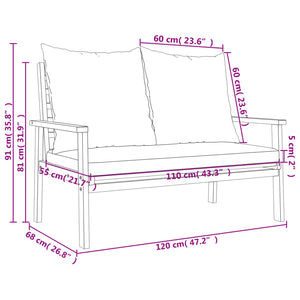 vidaXL Garden Sofa Bench 120 cm with Cushion Solid Wood Acacia