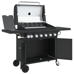 vidaXL Gas BBQ Grill with 7 Burners Black Powder-coated Steel