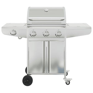 vidaXL Gas BBQ Grill with 4 Burners Silver Stainless Steel