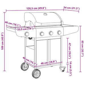 vidaXL Gas BBQ Grill with 4 Burners Silver Stainless Steel