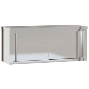 vidaXL Kitchen Wall Cabinet with Sliding Doors Stainless Steel