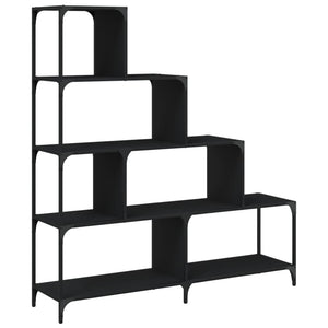 vidaXL Bookcase 4-Stair Black 139x33.5x149 cm Engineered Wood