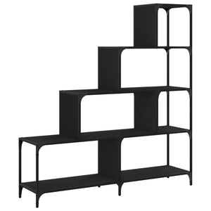 vidaXL Bookcase 4-Stair Black 139x33.5x149 cm Engineered Wood