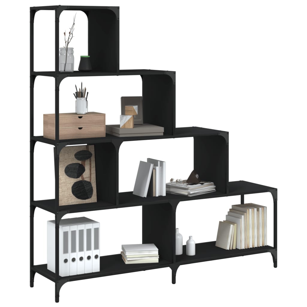 vidaXL Bookcase 4-Stair Black 139x33.5x149 cm Engineered Wood