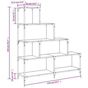 vidaXL Bookcase 4-Stair Sonoma Oak 139x33.5x149 cm Engineered Wood