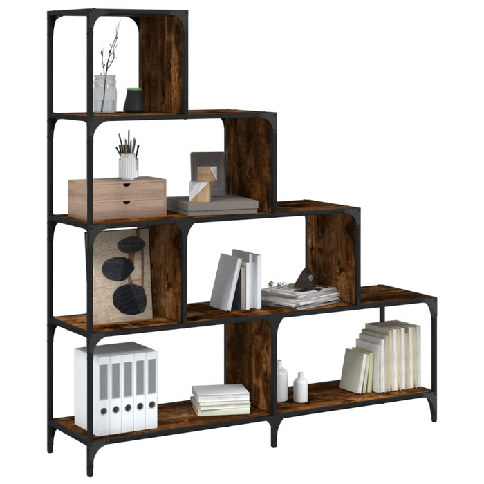 vidaXL Bookcase 4-Stair Smoked Oak 139x33.5x149 cm Engineered Wood