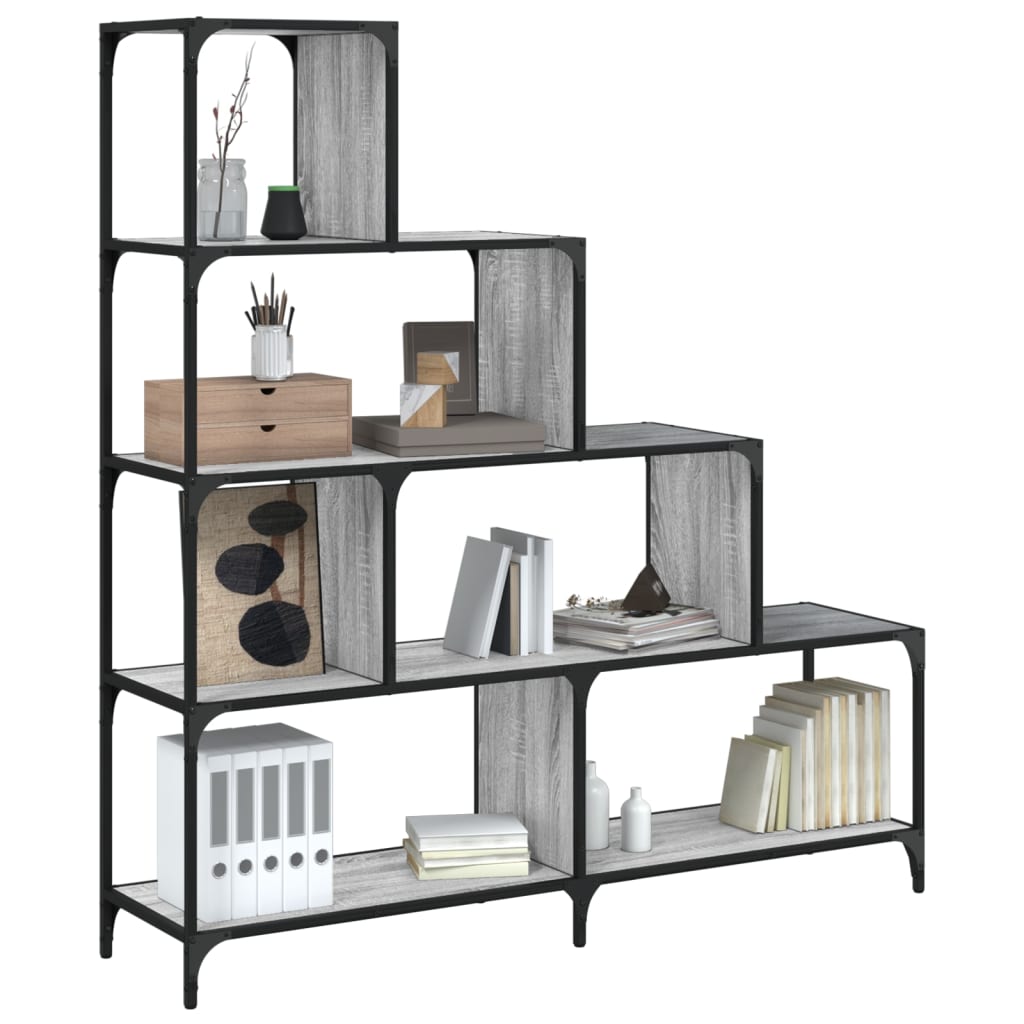 vidaXL Bookcase 4-Stair Grey Sonoma 139x33.5x149 cm Engineered Wood