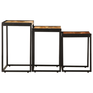 vidaXL Nesting Side Tables 3 pcs Solid Rough Wood Mango