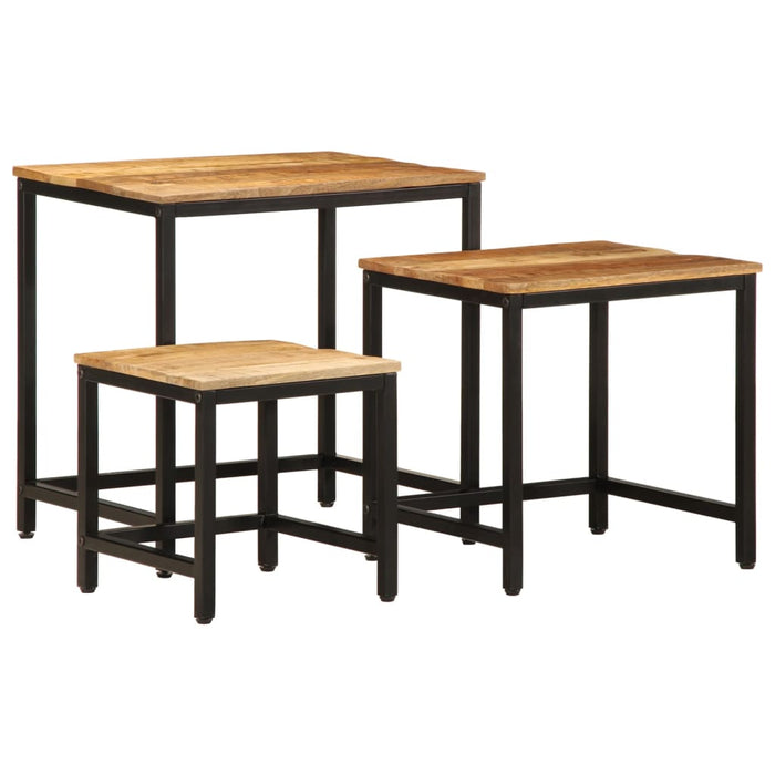 vidaXL Nesting Side Tables 3 pcs Solid Rough Wood Mango