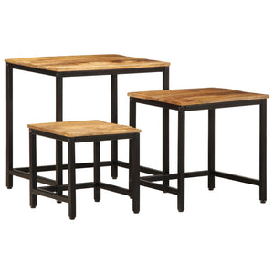 vidaXL Nesting Side Tables 3 pcs Solid Rough Wood Mango