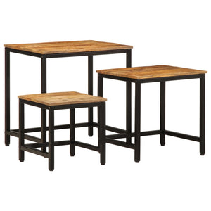 vidaXL Nesting Side Tables 3 pcs Solid Rough Wood Mango