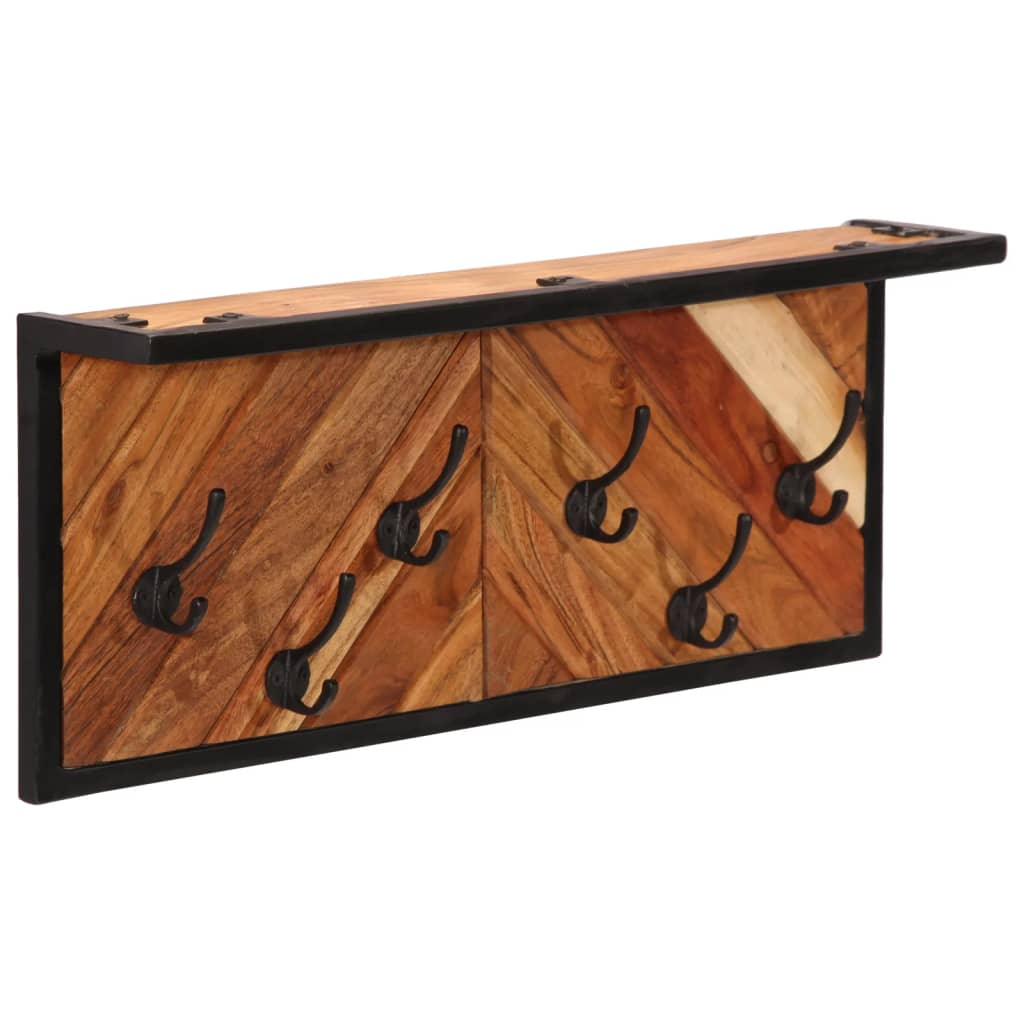 vidaXL Wall-mounted Coat Rack with 6 Hooks Solid Wood Acacia