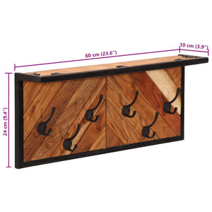 vidaXL Wall-mounted Coat Rack with 6 Hooks Solid Wood Acacia