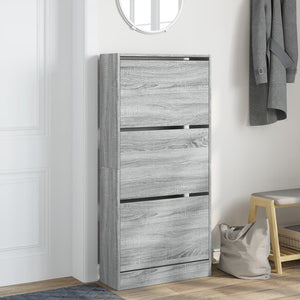 vidaXL Shoe Cabinet Grey Sonoma 60x21x125.5 cm Engineered Wood