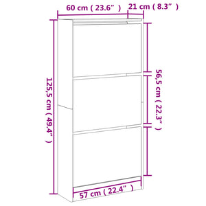 vidaXL Shoe Cabinet Grey Sonoma 60x21x125.5 cm Engineered Wood