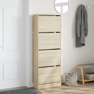 vidaXL Shoe Cabinet Sonoma Oak 60x21x163.5 cm Engineered Wood