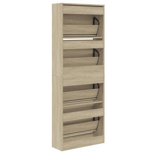 vidaXL Shoe Cabinet Sonoma Oak 60x21x163.5 cm Engineered Wood